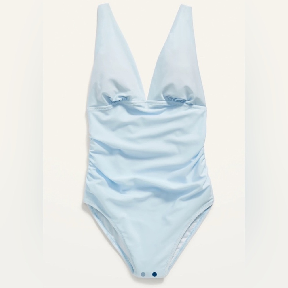 🆕 RESERVED BB Old Navy Women’s Ruched Deep V-Neck One Piece Swim Swimsuit - Picture 2 of 12